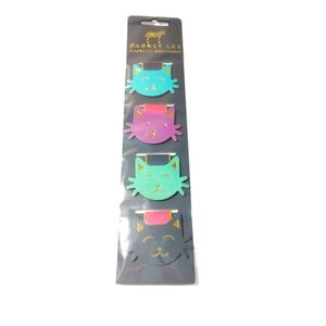 Dabney Lee Cat Bookmarks Page Markers Magnetic Small Set of Four Multicolor